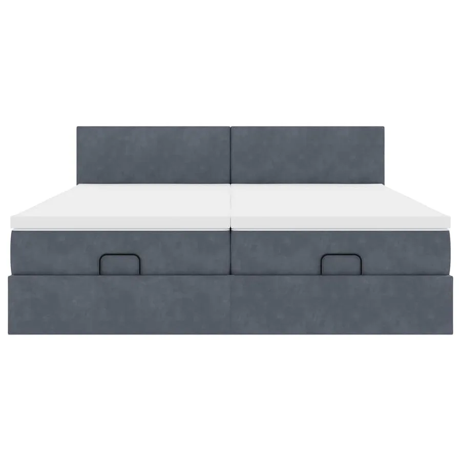 Cadre de lit ottoman avec matelas gris foncé 180x200cm velours - 7