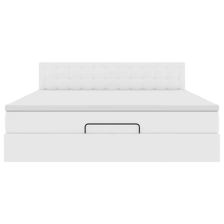 Cadre de lit ottoman avec matelas blanc 180x200 cm similicuir - 7