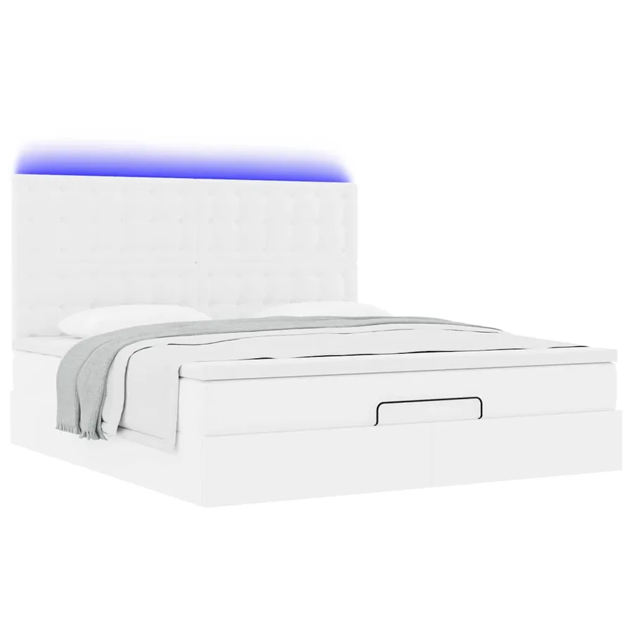 Cadre de lit ottoman avec matelas blanc 180x200 cm similicuir - 6