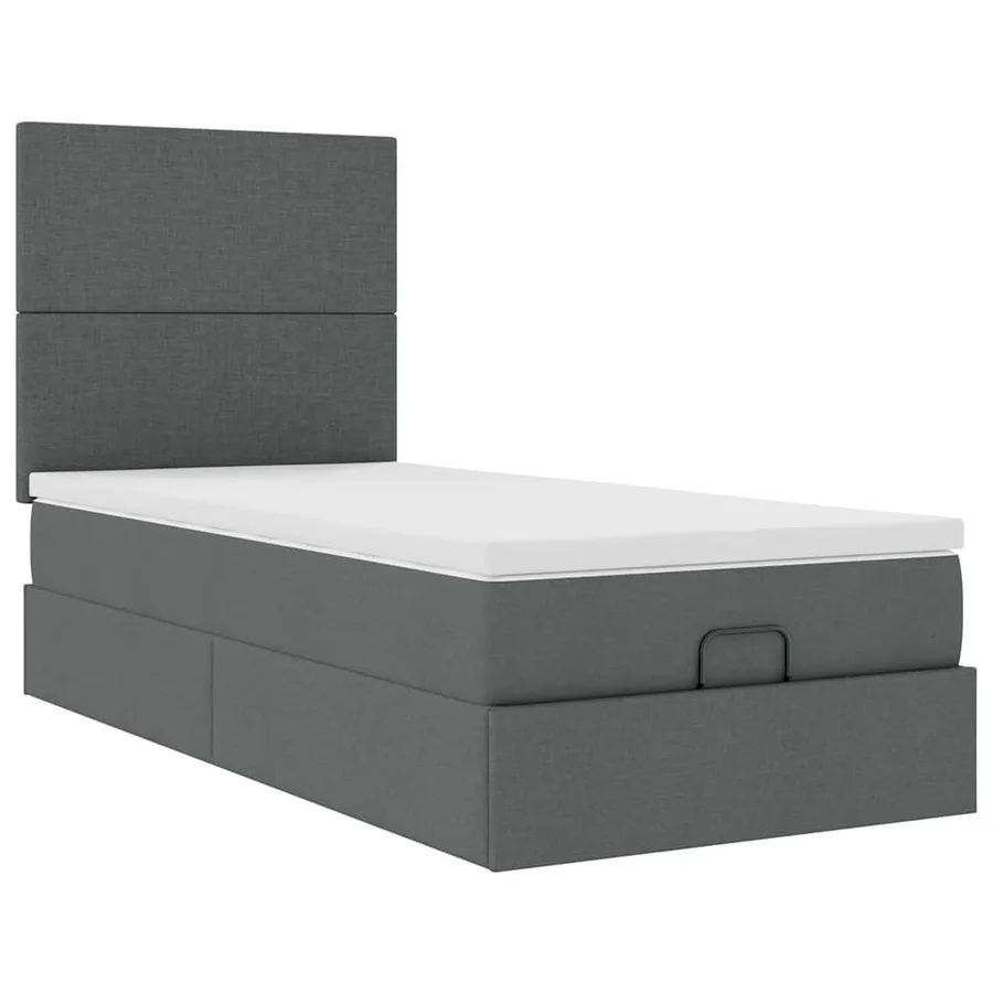 Lit ottoman avec matelas et LED Gris foncé 80x200cm tissu - 7