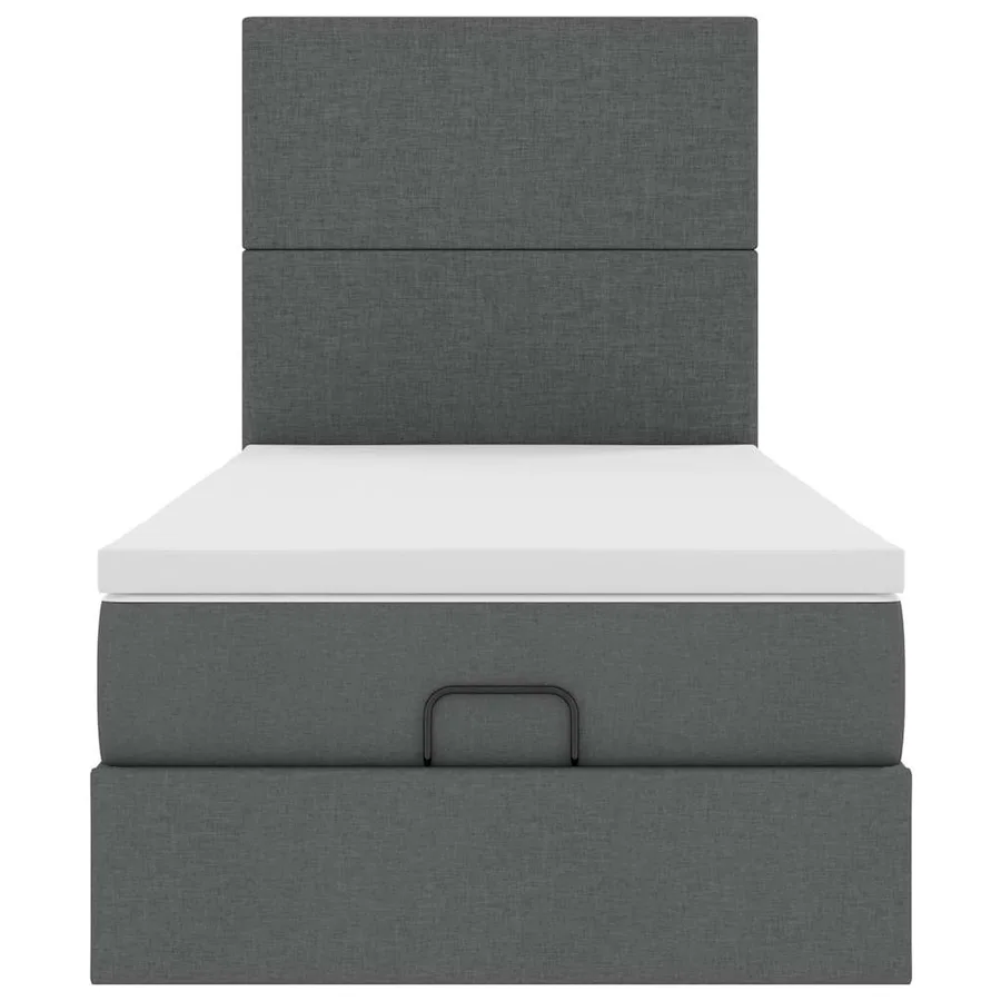 Lit ottoman avec matelas et LED Gris foncé 80x200cm tissu - 8