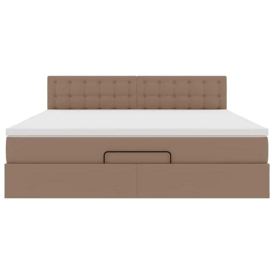 Lit ottoman avec matelas & LED Cappuccino 180x200cm similicuir - 8