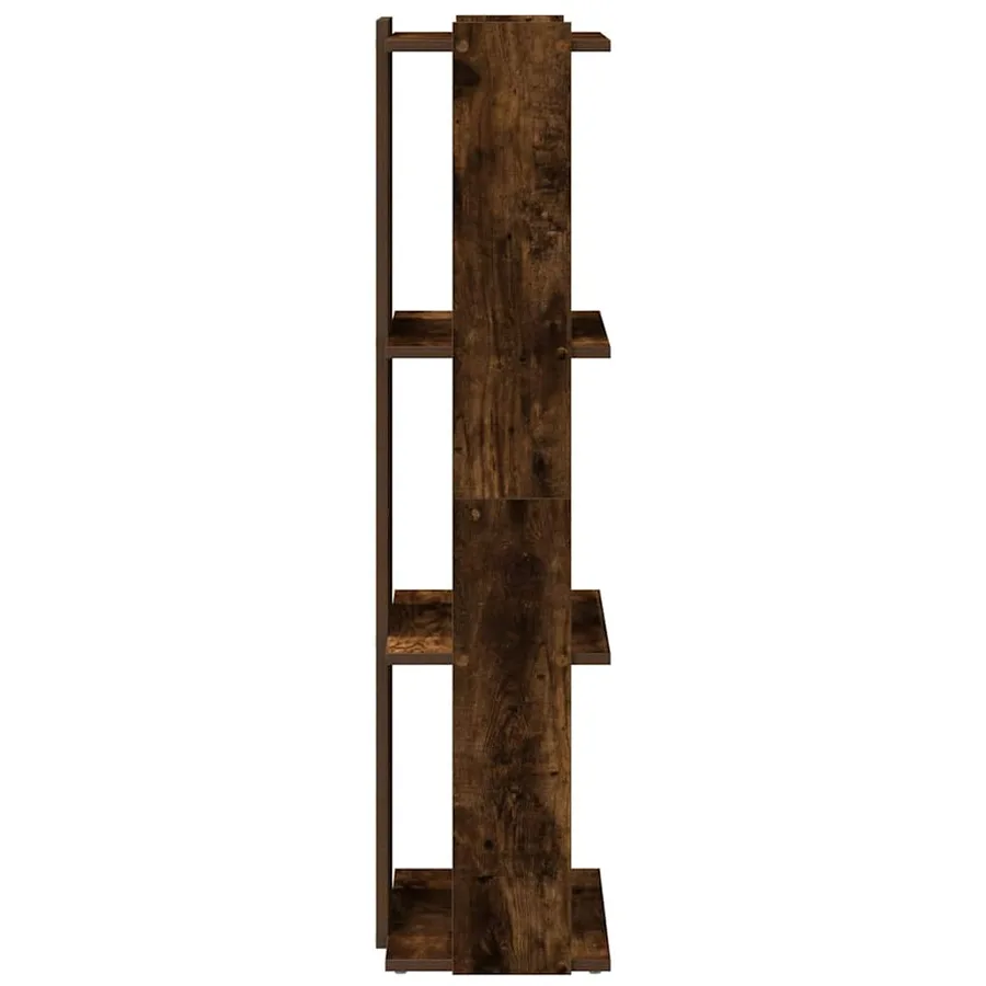 Bibliothèque 3 niveaux chêne fumé 60x30x120cm bois d'ingénierie - 5