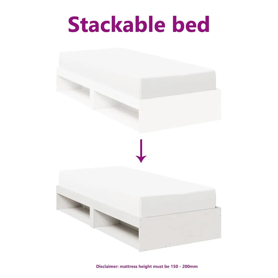 Lit de jour sans matelas blanc 90x200 cm bois de pin massif - 8