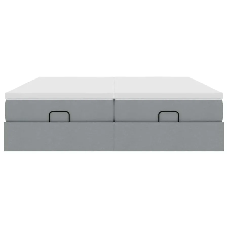 Cadre de lit ottoman et matelas gris clair 160x200cm tissu - 7