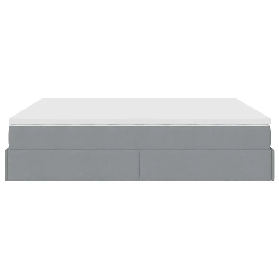Cadre de lit ottoman et matelas gris clair 160x200cm tissu - 9