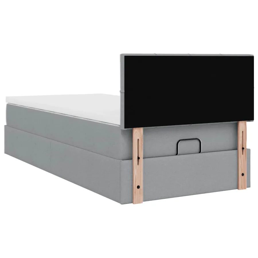 Lit ottoman avec matelas et LED Gris clair 80x200cm tissu - 12