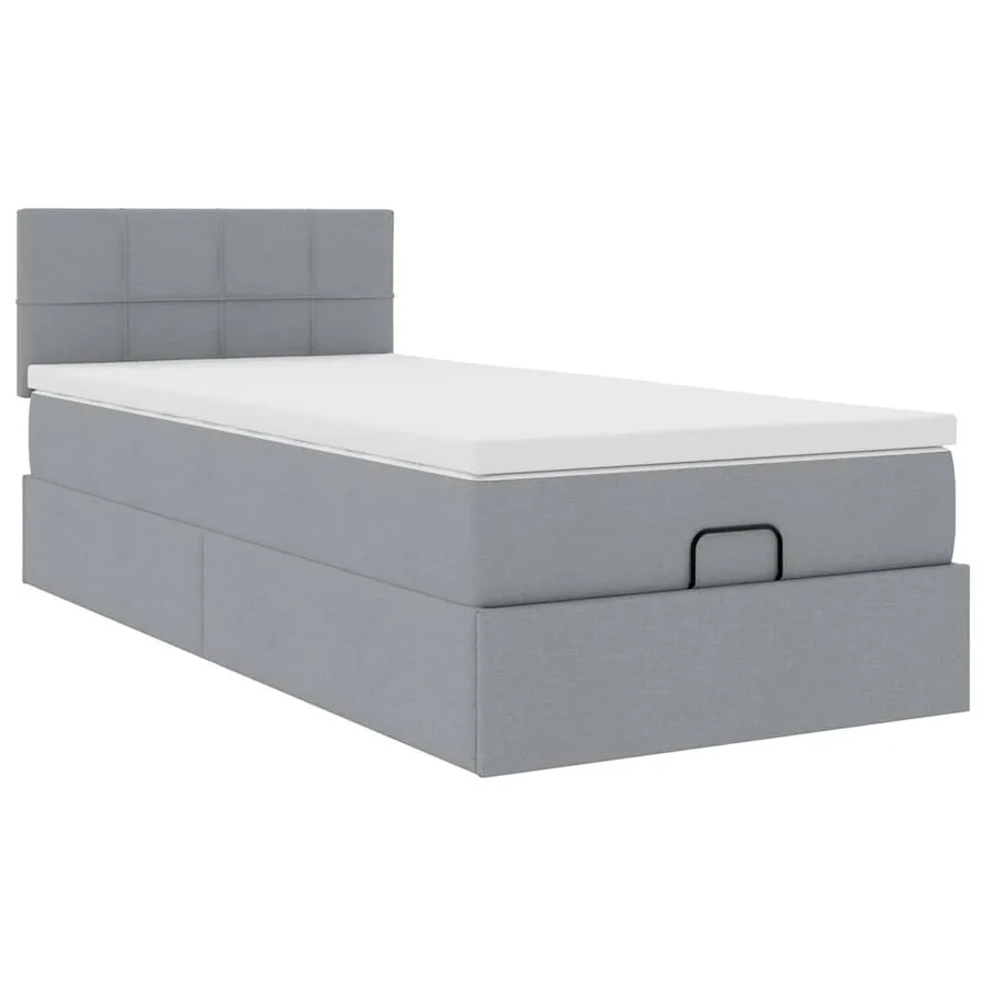Lit ottoman avec matelas et LED Gris clair 80x200cm tissu - 8