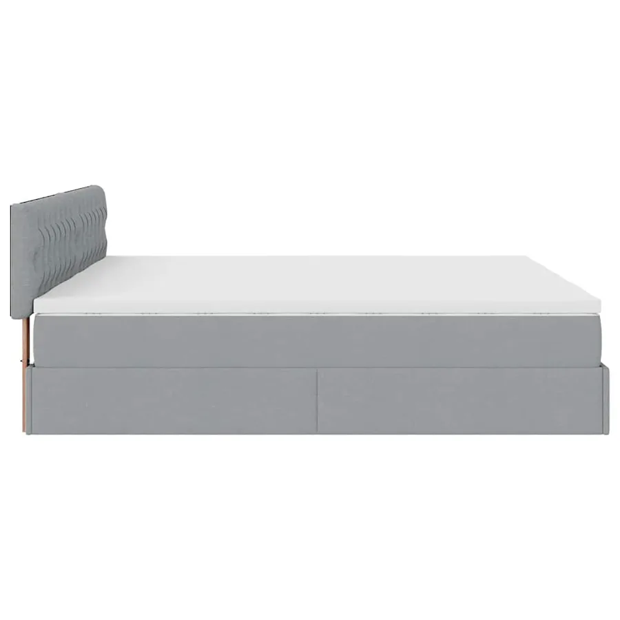 Cadre de lit ottoman et matelas gris clair 160x200cm tissu - 10