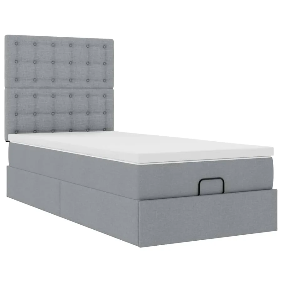 Lit ottoman avec matelas et LED Gris clair 80x200cm tissu - 7