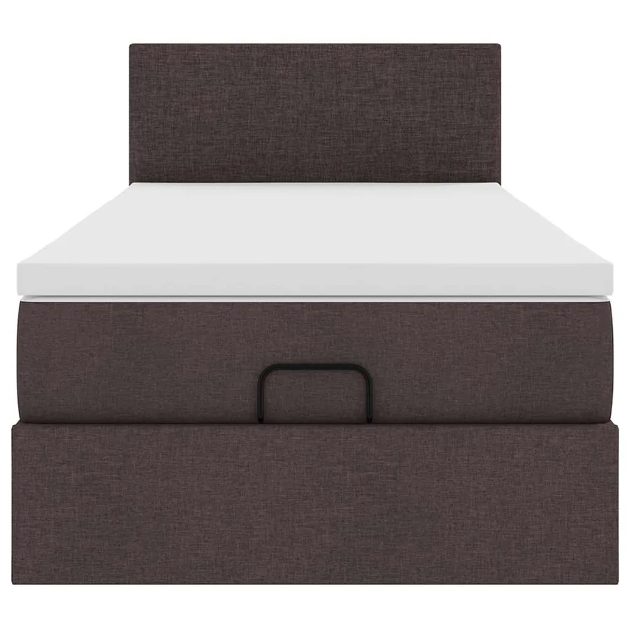 Cadre de lit ottoman avec matelas marron foncé 90x190 cm tissu - 8