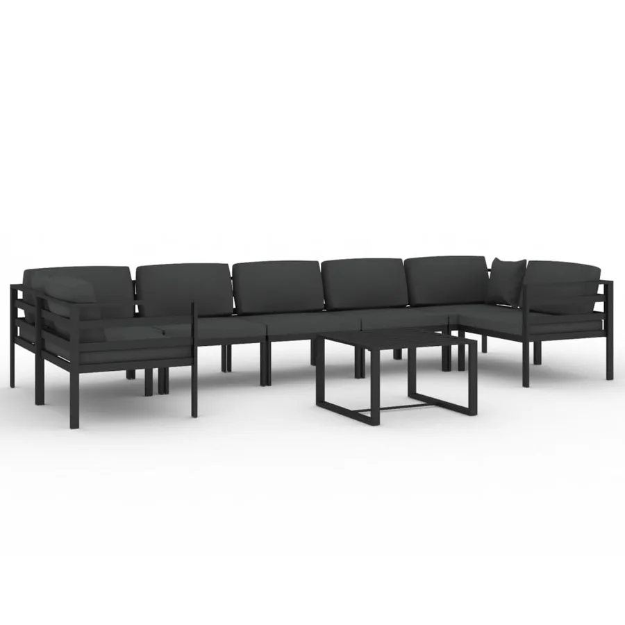 Salon de jardin 8 pcs avec coussins Aluminium Anthracite - 2