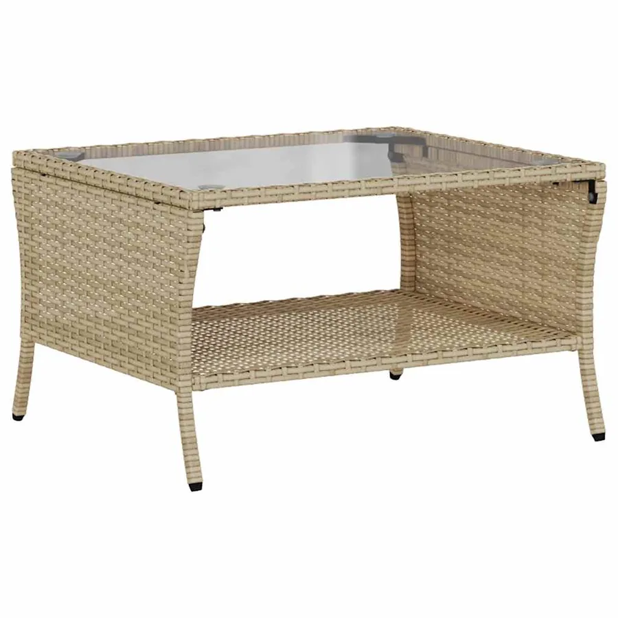 Canapé de jardin 2places coussins et table beige résine tressée - 8