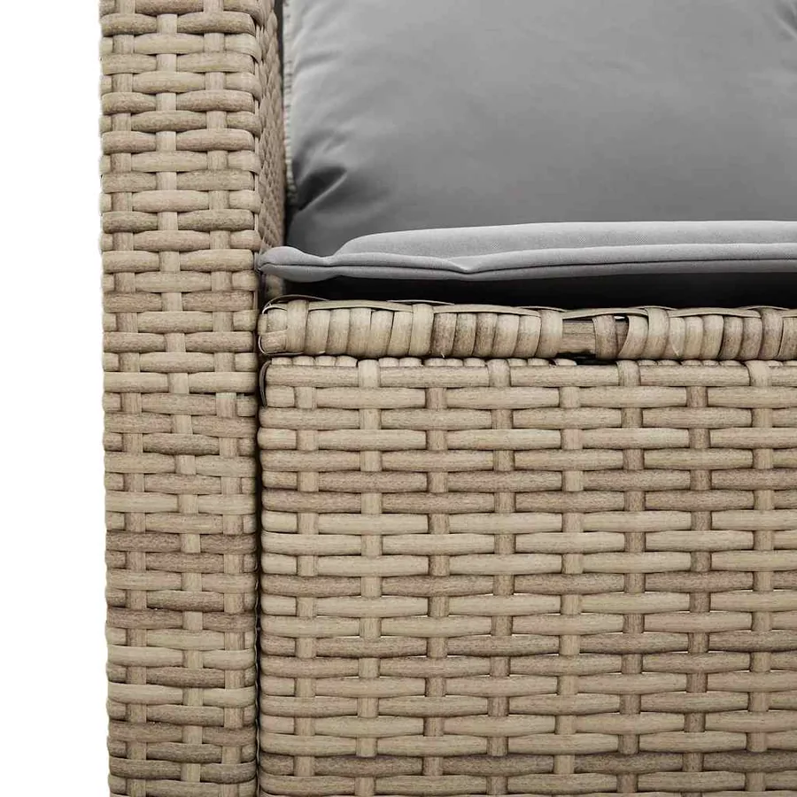 Canapé de jardin 2places coussins et table beige résine tressée - 9