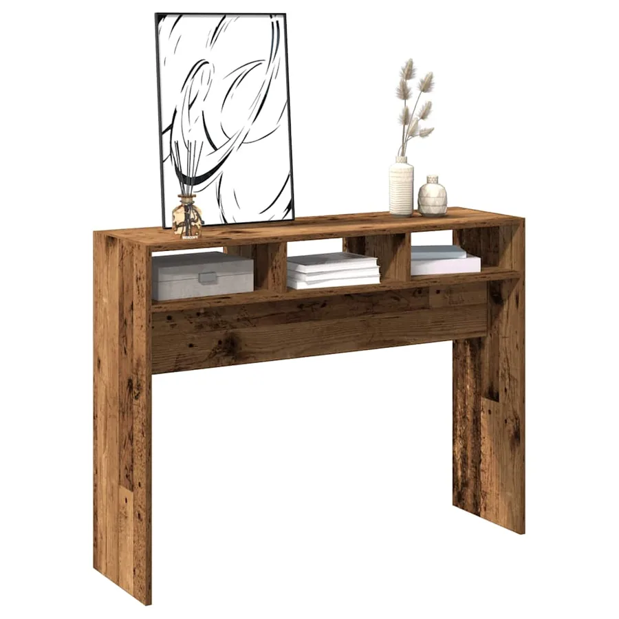 Table console vieux bois 105x30x80 cm bois d'ingénierie - 3