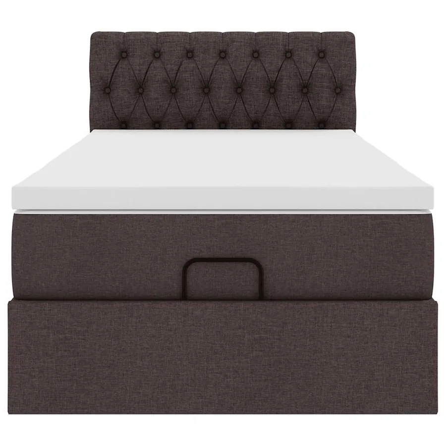 Cadre de lit ottoman avec matelas marron foncé 90x190 cm tissu - 7