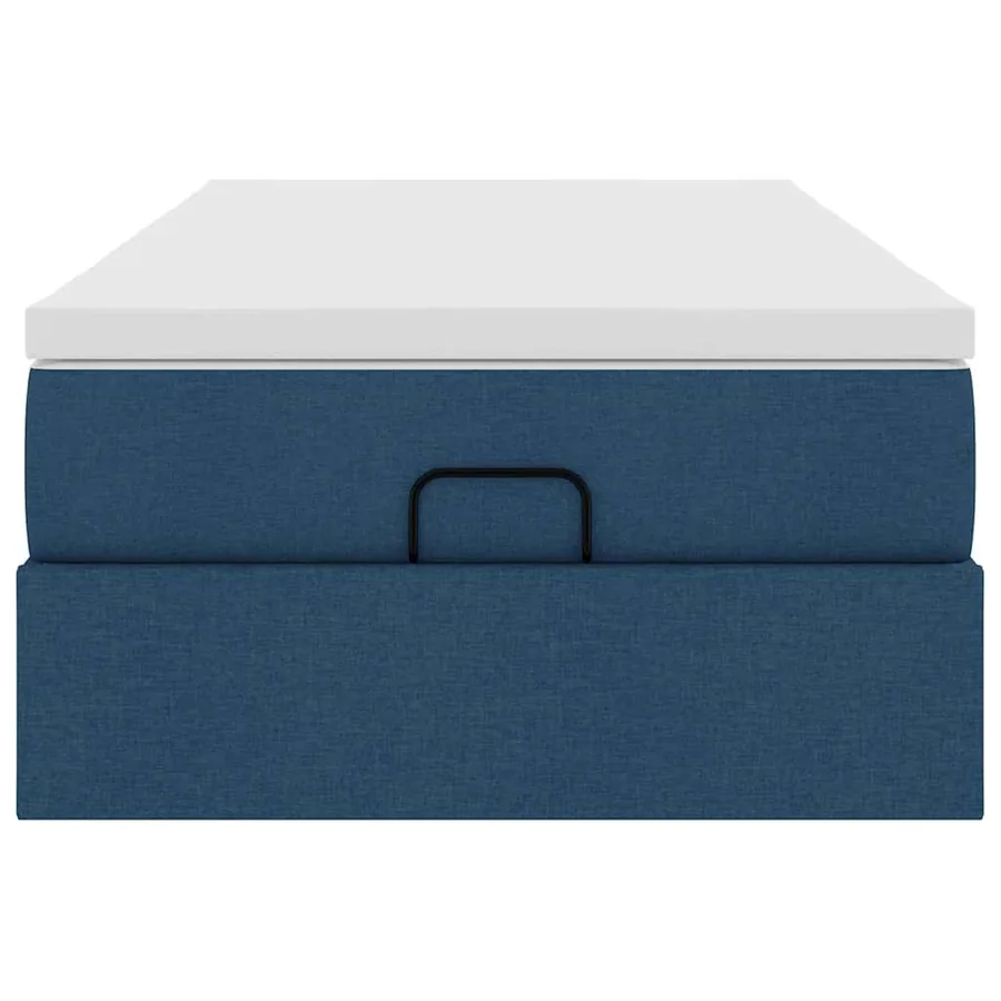 Cadre de lit ottoman avec matelas bleu 90x190 cm tissu - 7