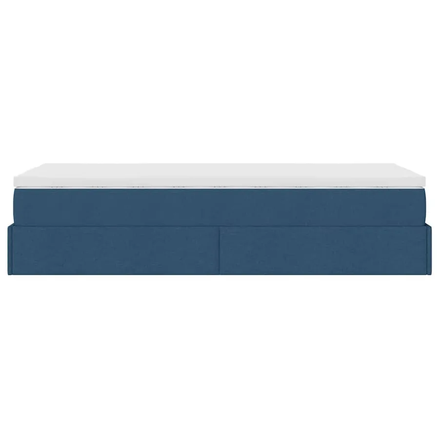 Cadre de lit ottoman avec matelas bleu 90x190 cm tissu - 9