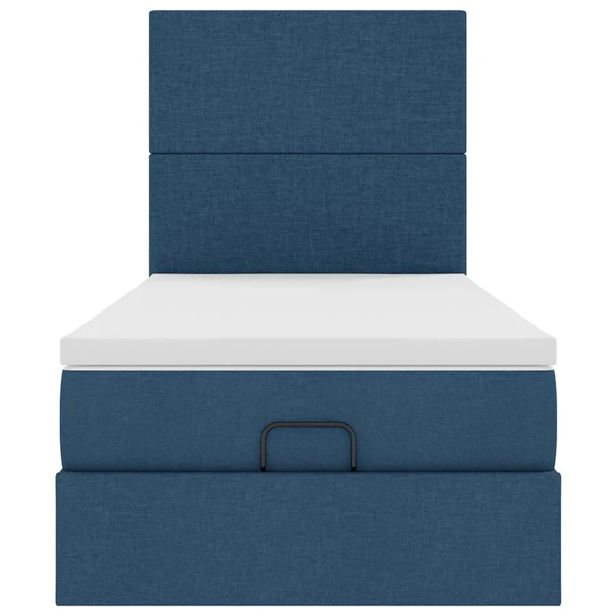 Cadre de lit ottoman avec matelas bleu 90x190 cm tissu - 8