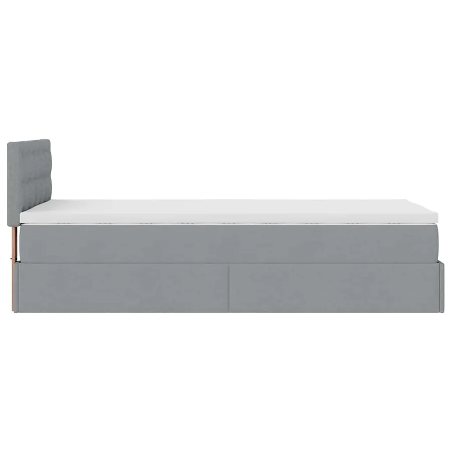 Cadre de lit ottoman et matelas gris clair 90x190 cm tissu - 10