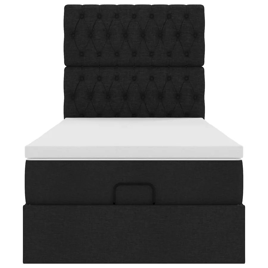 Cadre de lit ottoman avec matelas noir 90x190 cm tissu - 7