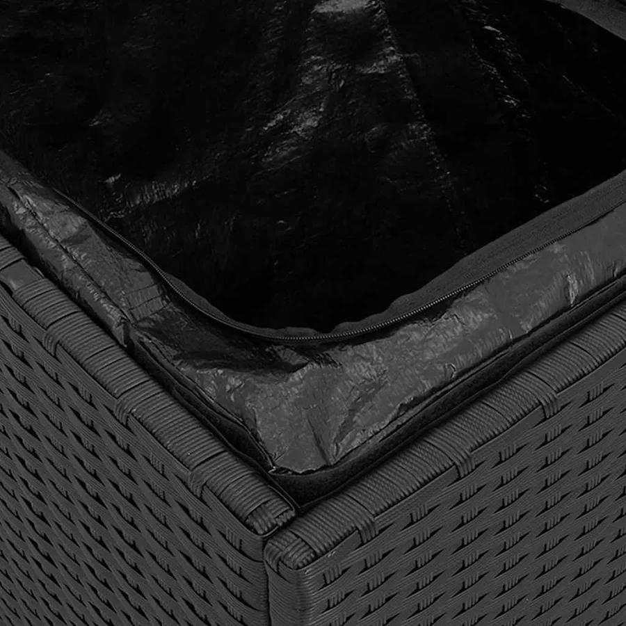Tabourets jardin coussins 2 pcs noir 40x40x43 cm résine tressée - 11