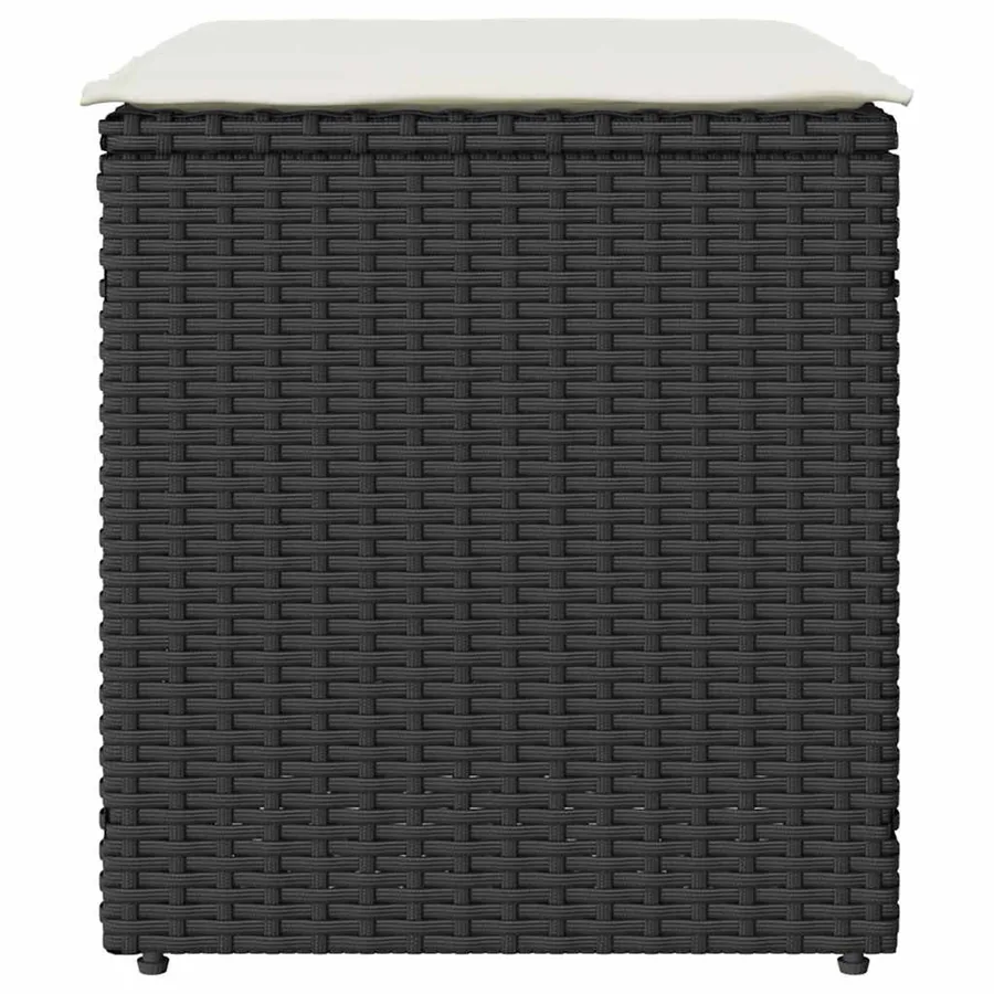 Tabourets jardin coussins 2 pcs noir 40x40x43 cm résine tressée - 4