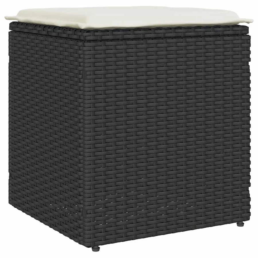 Tabourets jardin coussins 2 pcs noir 40x40x43 cm résine tressée - 5
