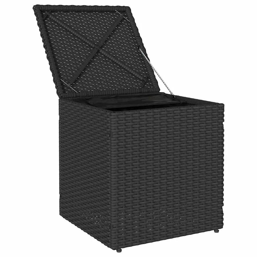 Tabourets jardin coussins 2 pcs noir 40x40x43 cm résine tressée - 6