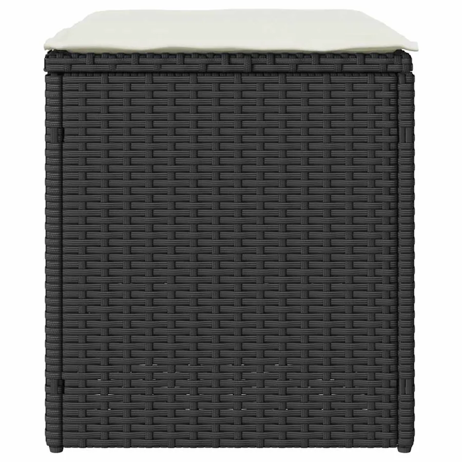 Tabourets jardin coussins 2 pcs noir 40x40x43 cm résine tressée - 7