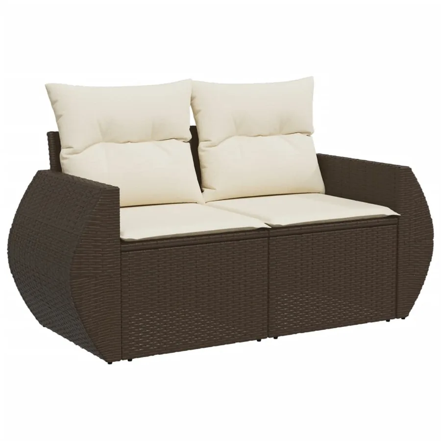 Salon de jardin avec coussins 9 pcs marron résine tressée - 3