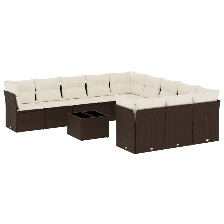 Salon de jardin avec coussins 12 pcs marron résine tressée - 2