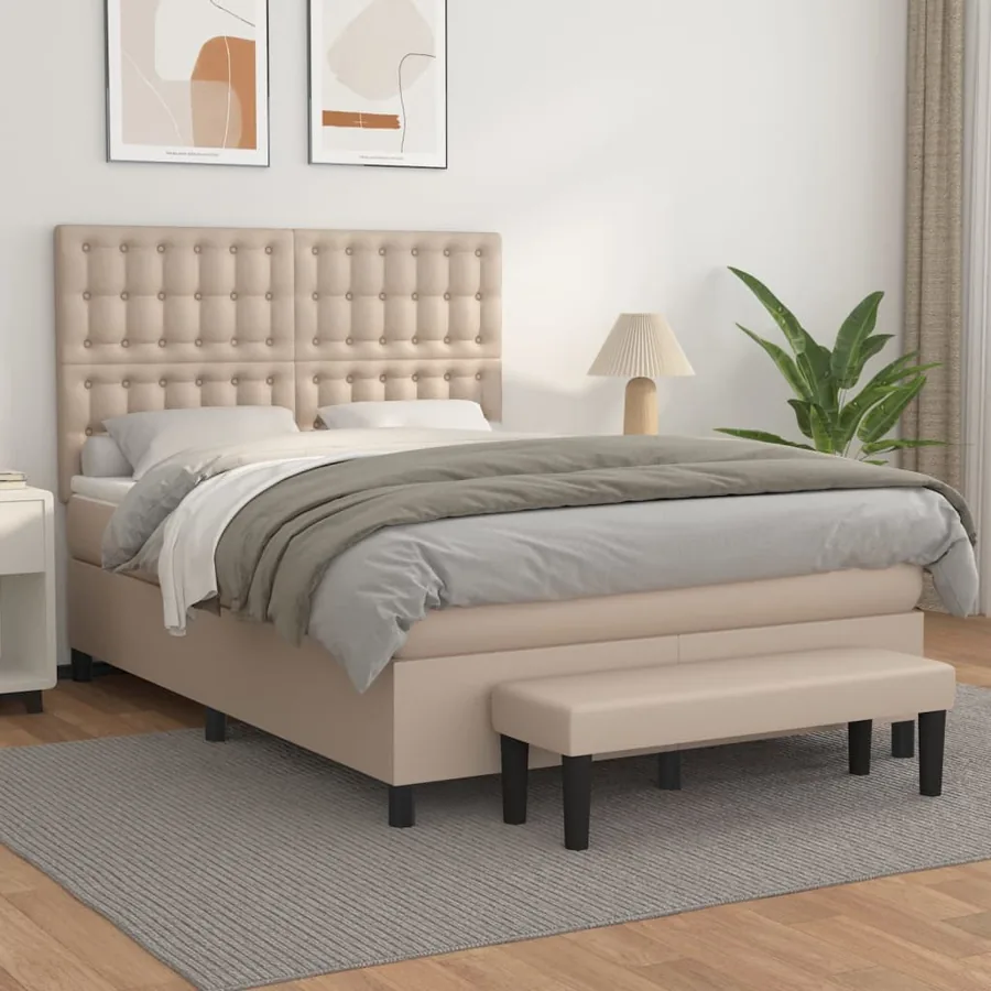 Sommier à lattes de lit avec matelas Cappuccino 140x200 cm
