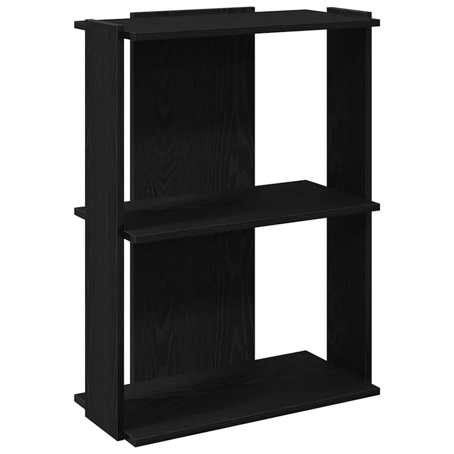 Bibliothèque à 3 niveaux noir 60x30x80 cm bois d'ingénierie - 2