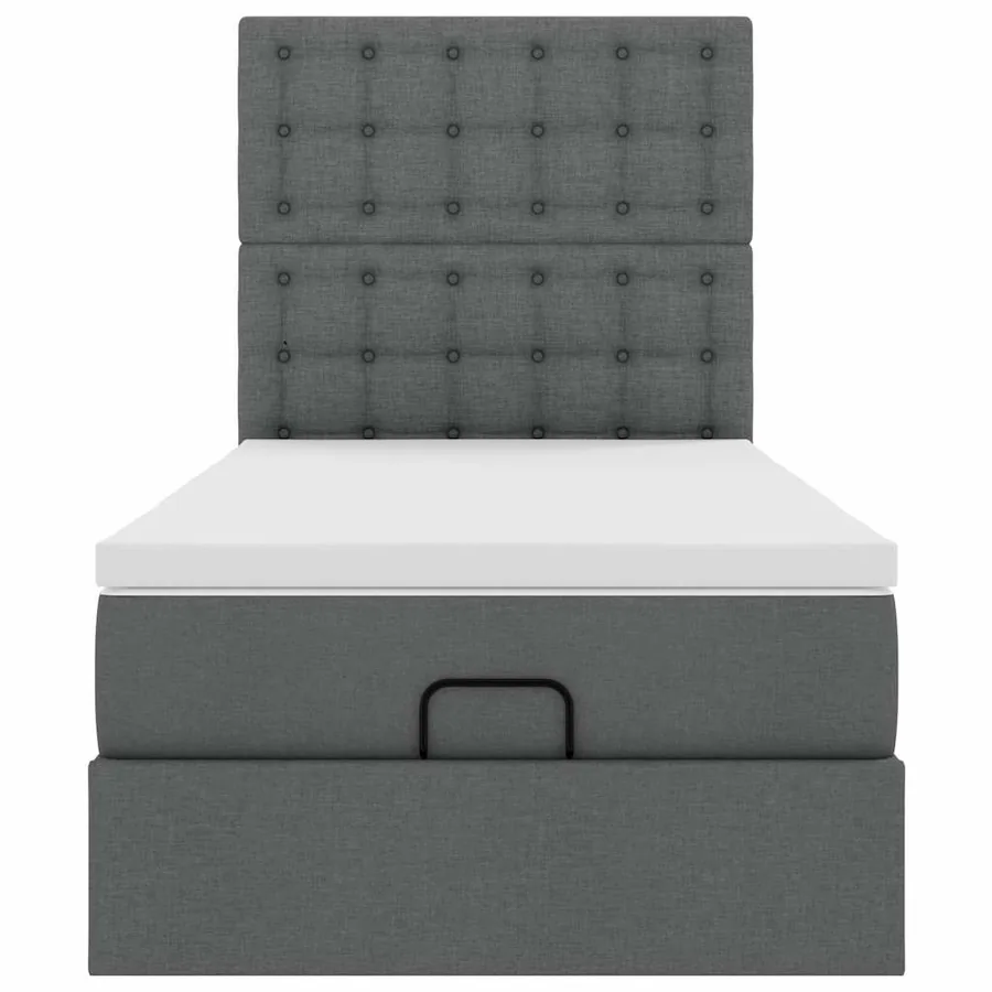 Cadre de lit ottoman avec matelas gris foncé 90x190 cm tissu - 7