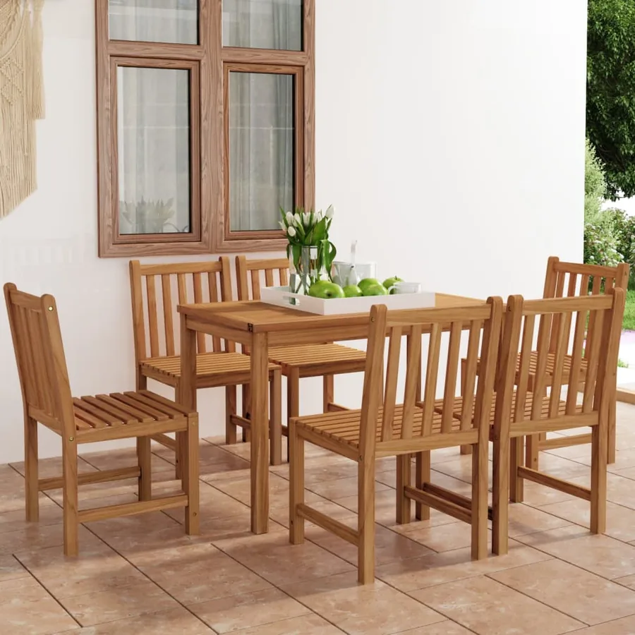 Ensemble de salle à manger de jardin 7 pièces 120 x 70 cm en bois de teck massif
