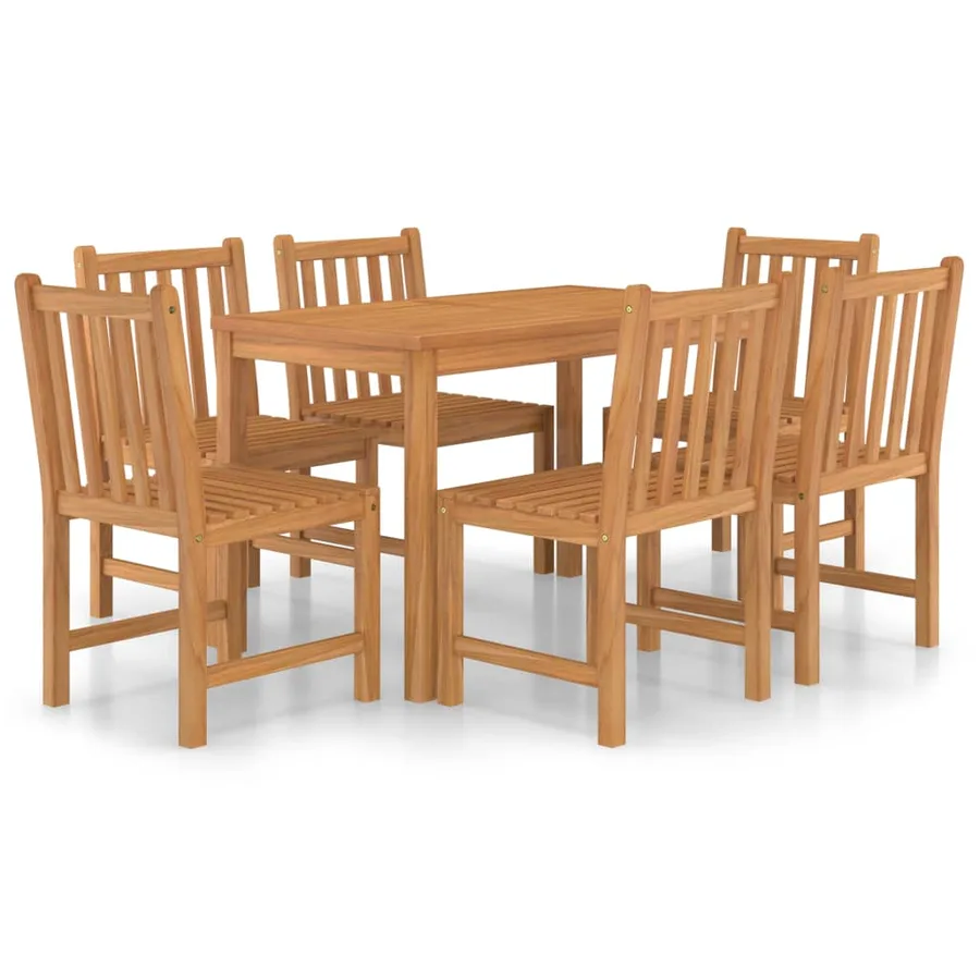 Ensemble de salle à manger de jardin 7 pièces 120 x 70 cm en bois de teck massif - 2