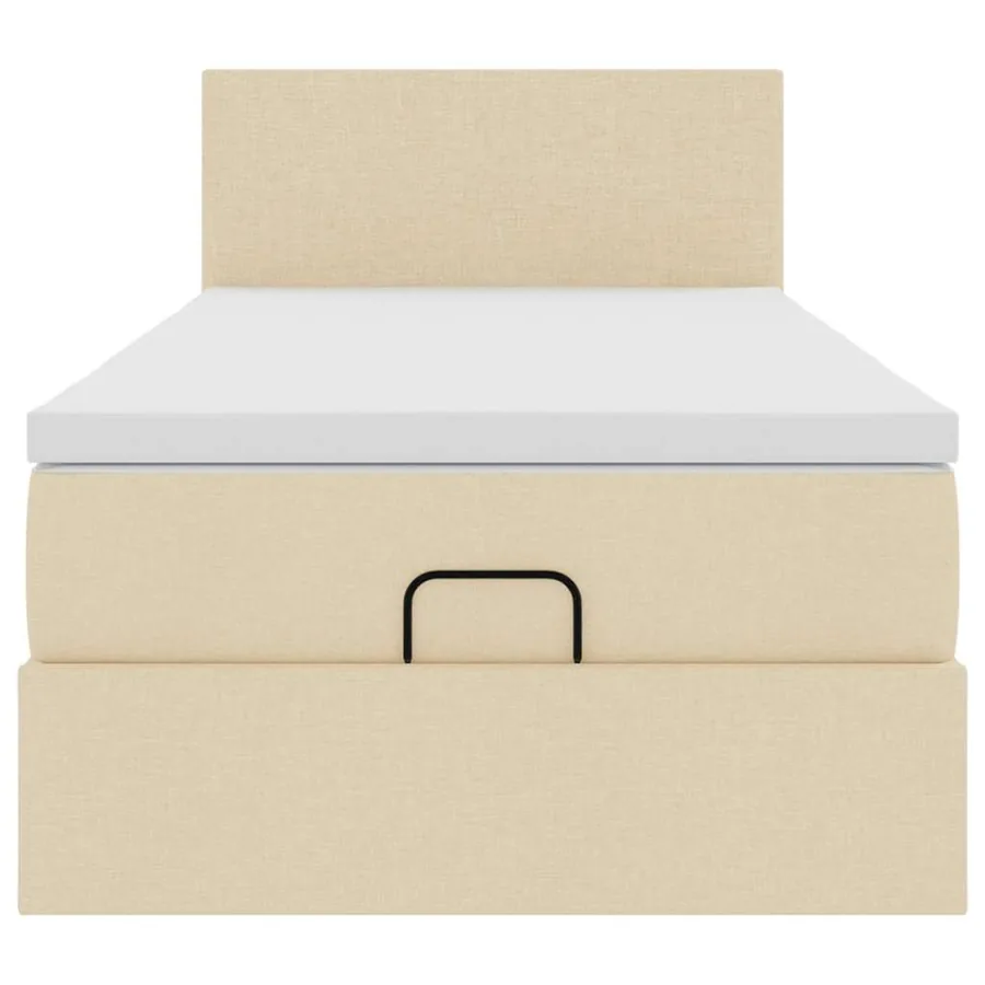 Cadre de lit ottoman avec matelas crème 90x190 cm tissu - 8