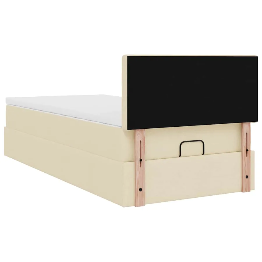 Cadre de lit ottoman avec matelas crème 90x190 cm tissu - 12