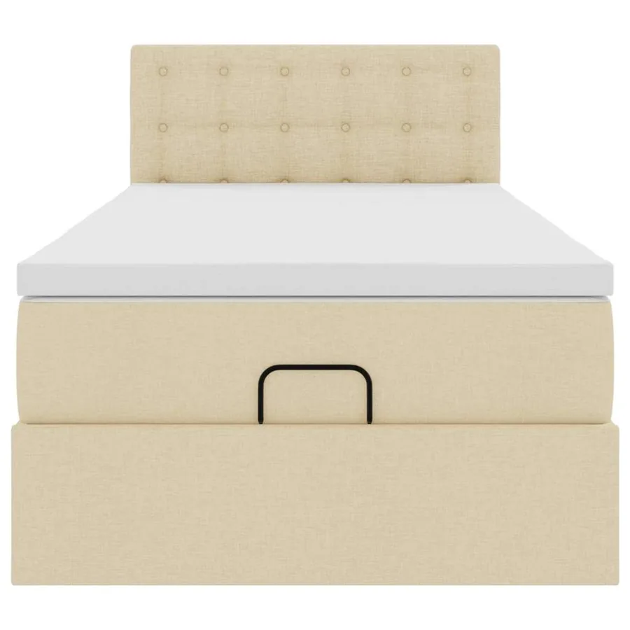 Cadre de lit ottoman avec matelas crème 90x190 cm tissu - 8