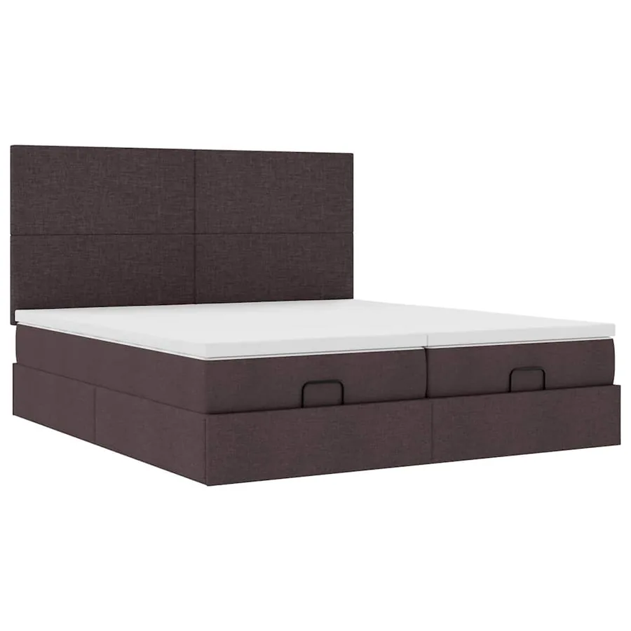 Cadre de lit ottoman avec matelas marron foncé 160x200 cm tissu - 6
