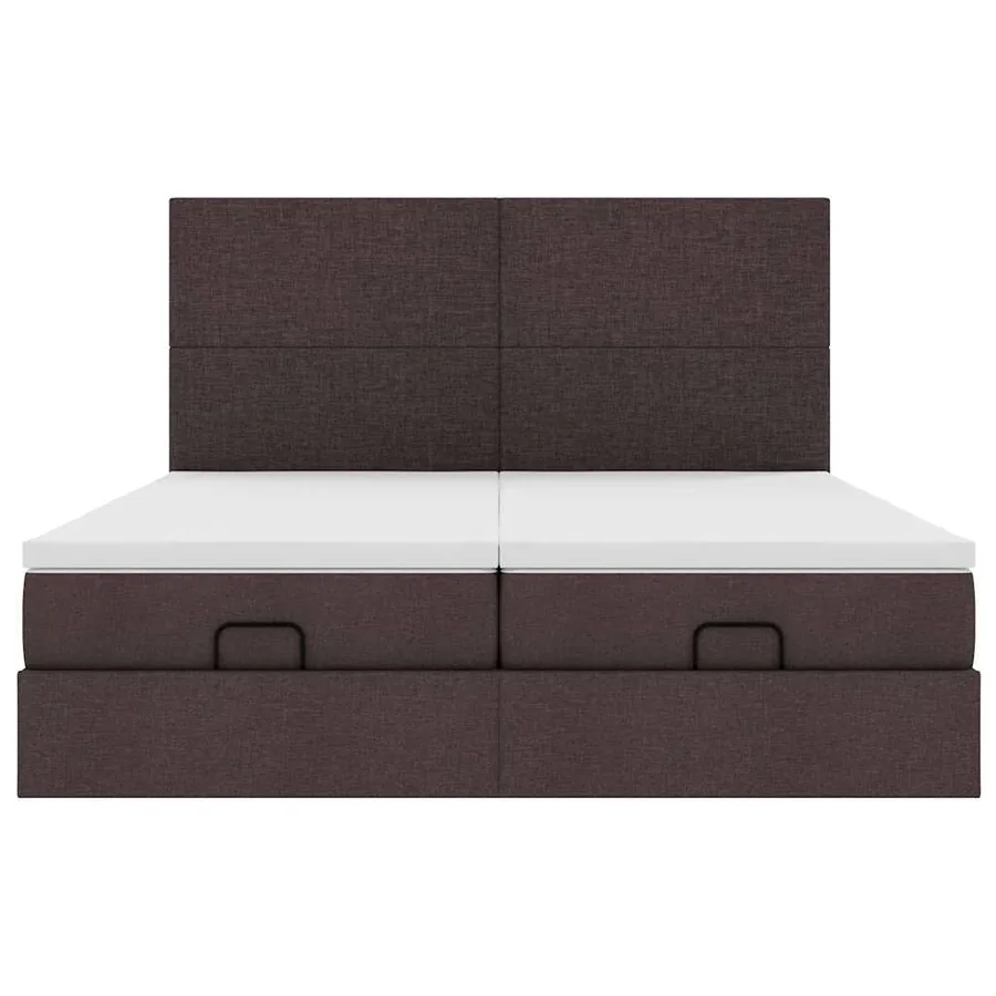 Cadre de lit ottoman avec matelas marron foncé 160x200 cm tissu - 7