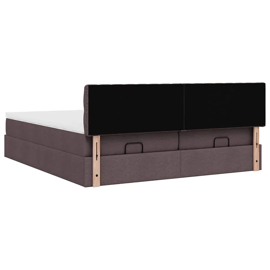 Cadre de lit ottoman avec matelas marron foncé 160x200 cm tissu - 12