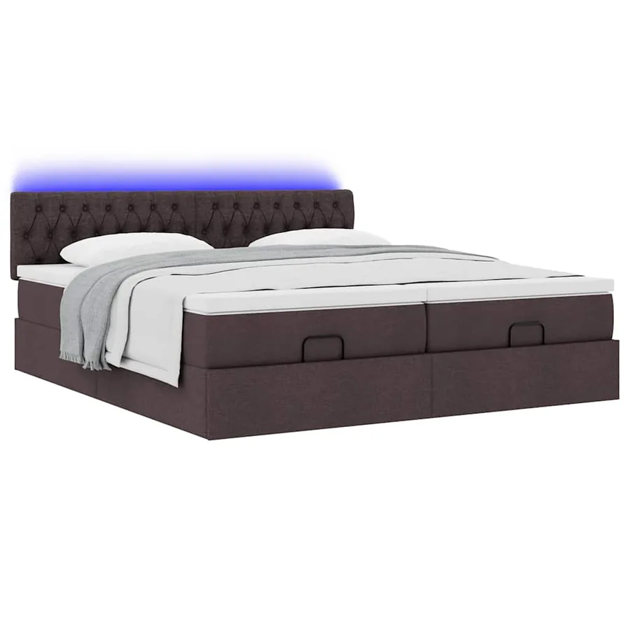 Cadre de lit ottoman avec matelas marron foncé 160x200 cm tissu - 6