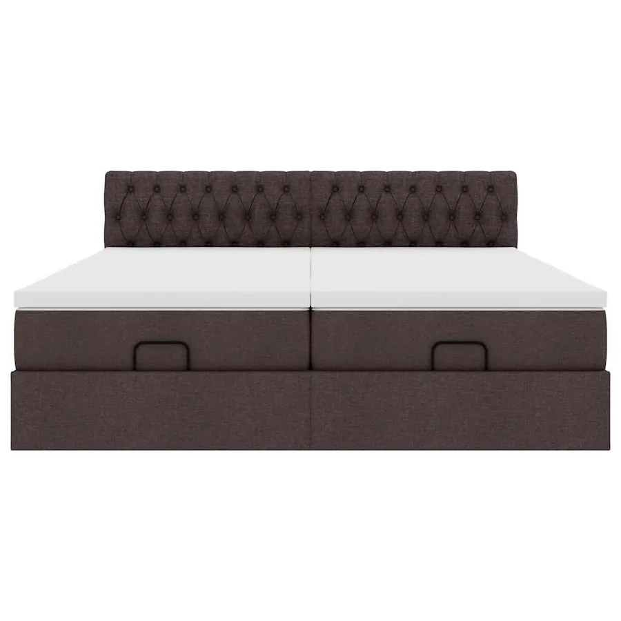 Cadre de lit ottoman avec matelas marron foncé 160x200 cm tissu - 8