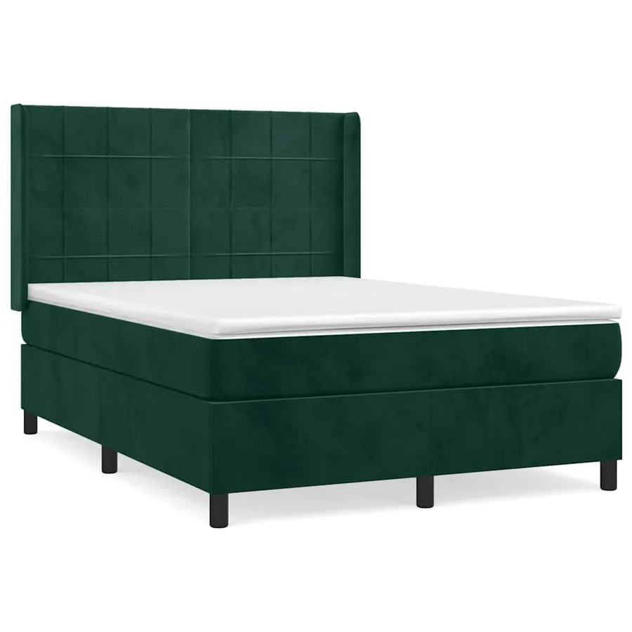 Sommier à lattes de lit et matelas Vert foncé 140x200cm Velours - 2