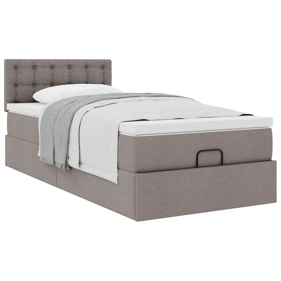 Cadre de lit ottoman avec matelas taupe 90x190 cm tissu - 5