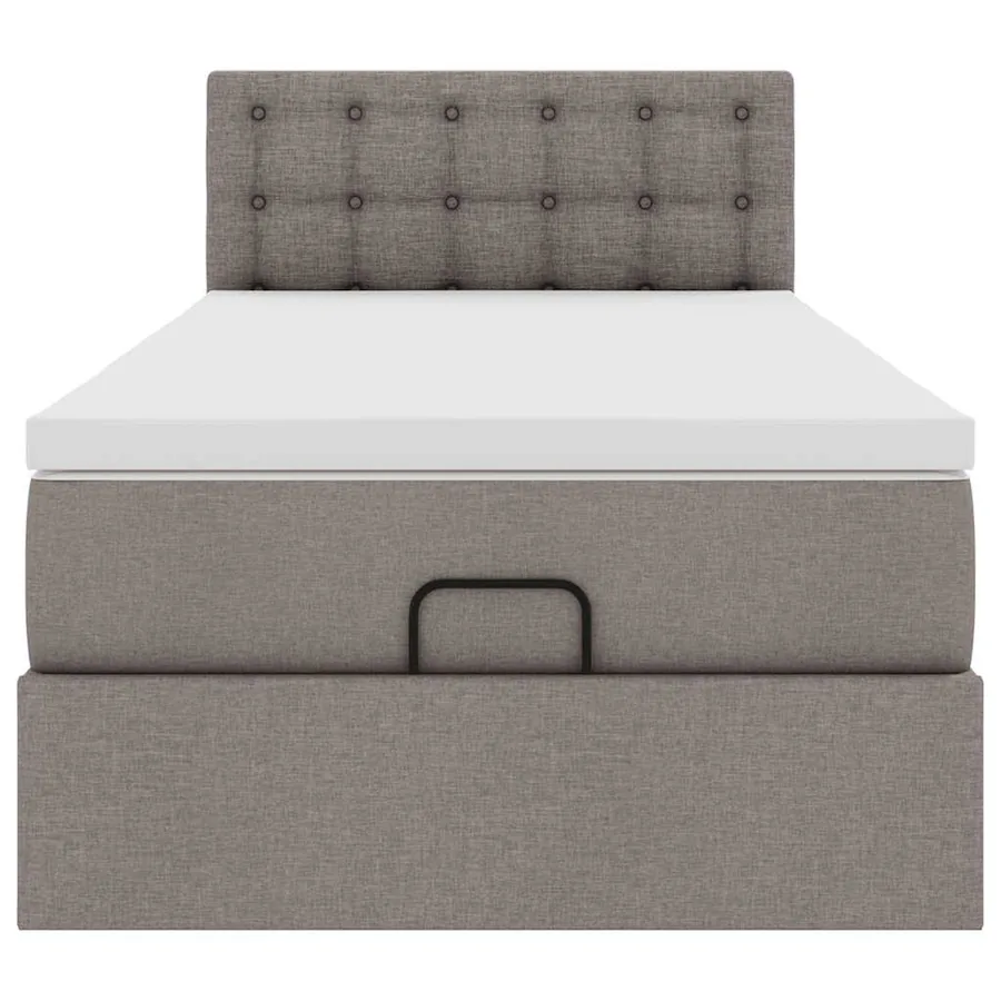 Cadre de lit ottoman avec matelas taupe 90x190 cm tissu - 7