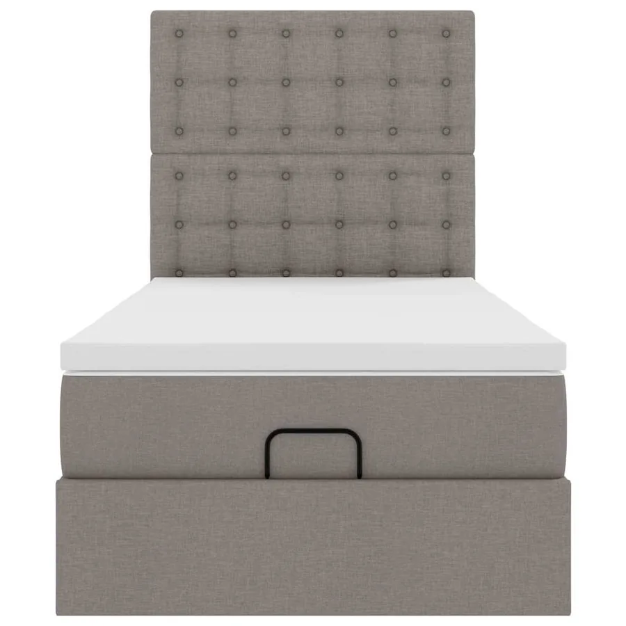 Cadre de lit ottoman avec matelas taupe 90x190 cm tissu - 8