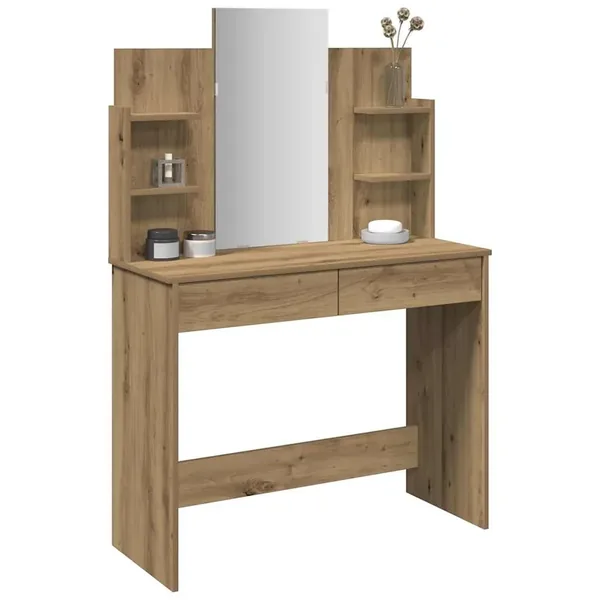 Coiffeuse avec miroir chêne artisanal 96x39x142 cm